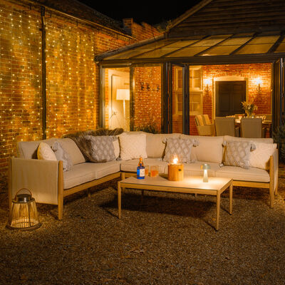 Maze - Burford Large Aluminium Corner Sofa Set with Rectangular Coffee Table - Almond product image