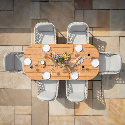 Maze - Sicily Open Rope Weave 6 Seat Rectangular Dining Set - Latte product image