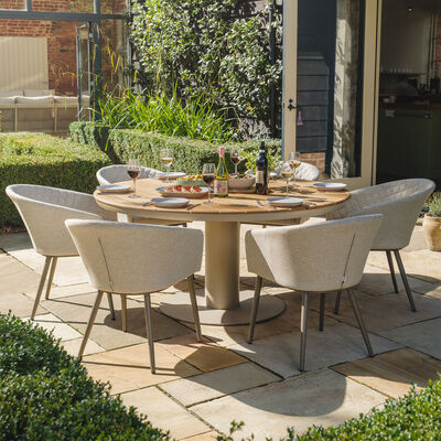 Maze - Sicily Teak 6 Seat Round Dining Set with Ambition Dining Chairs - Latte product image