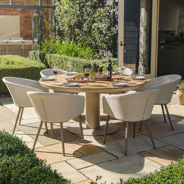 Maze - Sicily Teak 6 Seat Round Dining Set with Ambition Dining Chairs - Latte product image