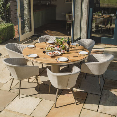 Maze - Sicily Teak 6 Seat Round Dining Set with Ambition Dining Chairs - Latte product image