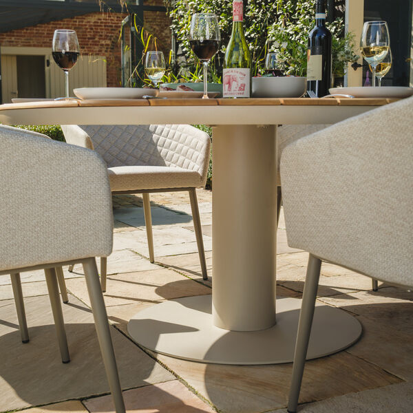 Maze - Sicily Teak 6 Seat Round Dining Set with Ambition Dining Chairs - Latte product image