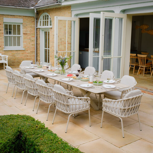 Maze - Sicily Open Rope Weave 8-12 Seat Maxim Extending Dining Set - Latte product image