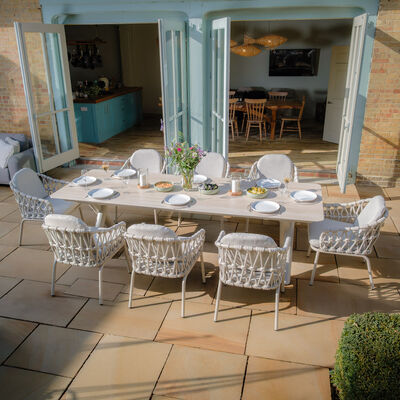 Maze - Sicily Open Rope Weave 8-12 Seat Maxim Extending Dining Set - Latte product image
