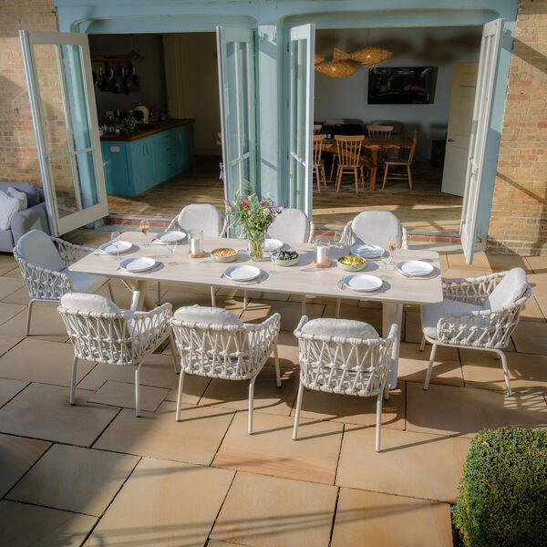 Maze - Sicily Open Rope Weave 8-12 Seat Maxim Extending Dining Set - Latte product image