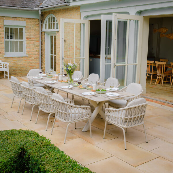 Maze - Sicily Open Rope Weave 8-12 Seat Maxim Extending Dining Set - Latte product image