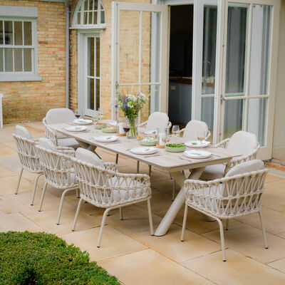 Maze - Sicily Open Rope Weave 8-12 Seat Maxim Extending Dining Set - Latte product image