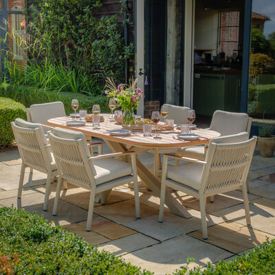 Maze - Sicily Rope Weave 6 Seat Rectangular Dining Set - Latte product image