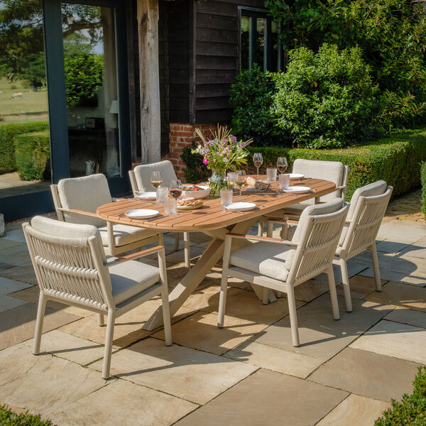 Maze - Sicily Rope Weave 6 Seat Rectangular Dining Set - Latte product image