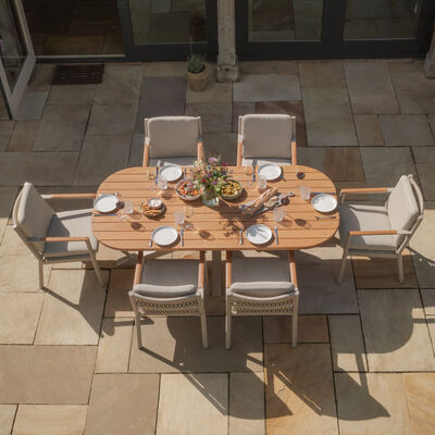 Maze - Sicily Rope Weave 6 Seat Rectangular Dining Set - Latte product image