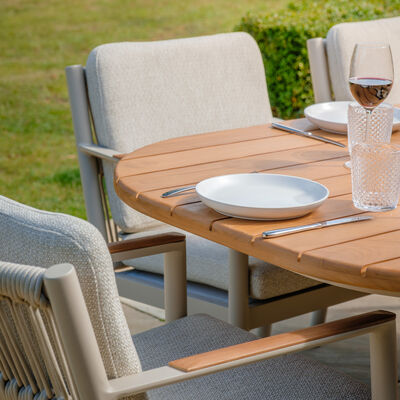 Maze - Sicily Rope Weave 6 Seat Rectangular Dining Set - Latte product image
