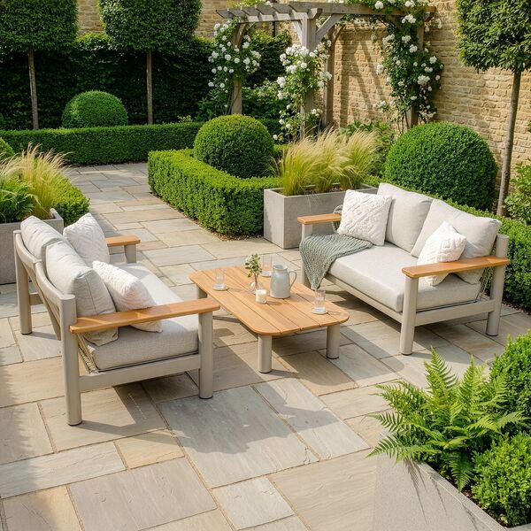 Sicily Sofa Set With 2 x 2 Seat Sofas - Latte Frame/Latte Cushions