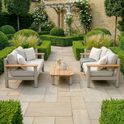 Sicily Sofa Set With 2 x 2 Seat Sofas - Latte Frame/Latte Cushions