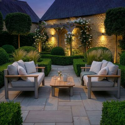Sicily Sofa Set With 2 x 2 Seat Sofas - Latte Frame/Latte Cushions