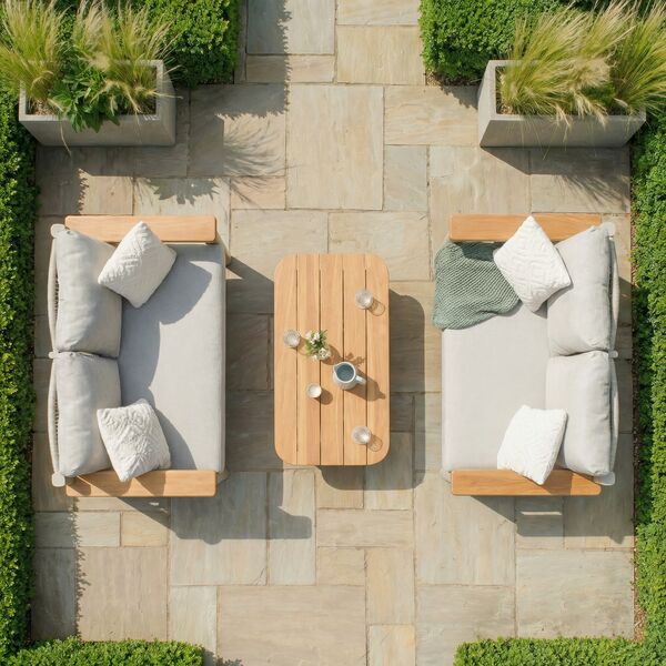 Sicily Sofa Set With 2 x 2 Seat Sofas - Latte Frame/Latte Cushions