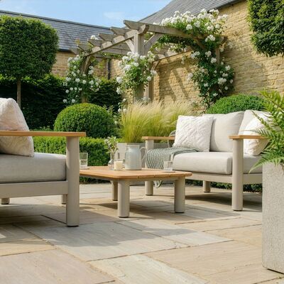 Sicily Sofa Set With 2 x 2 Seat Sofas - Latte Frame/Latte Cushions