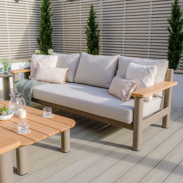 Maze - Sicily Rope Weave Garden Sofa Set with Coffee Table & 2x 3 Seat Sofas - Café product image