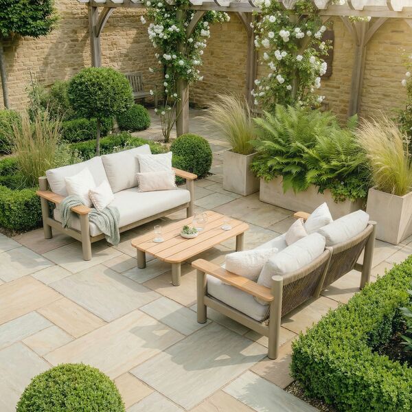 Sicily Sofa Set With 2 x 2 Seat Sofas - Café Frame-Latte Cushions
