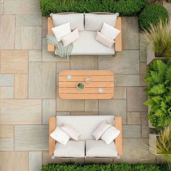 Sicily Sofa Set With 2 x 2 Seat Sofas - Café Frame-Latte Cushions