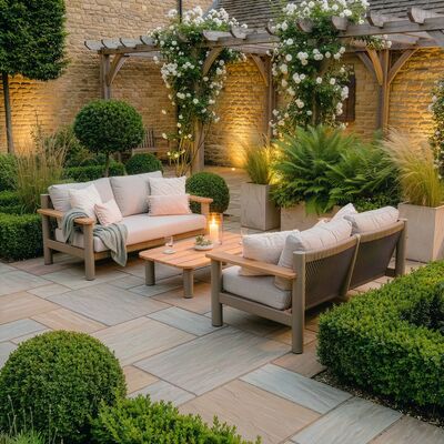 Sicily Sofa Set With 2 x 2 Seat Sofas - Café Frame-Latte Cushions