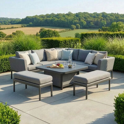 Pulse Deluxe Square Corner Dining Set with Rising Table - Zinc Grey