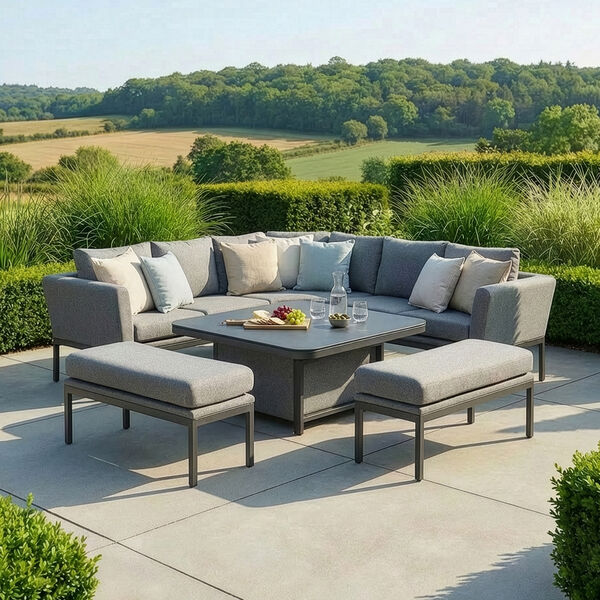 Pulse Deluxe Square Corner Dining Set with Rising Table - Zinc Grey