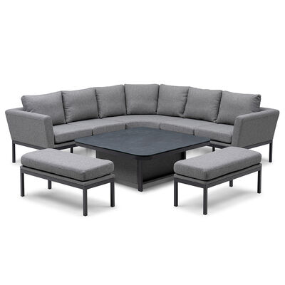 Maze - Outdoor Fabric Pulse Deluxe Square Corner Dining Set with Rising Table - Zinc Grey product image