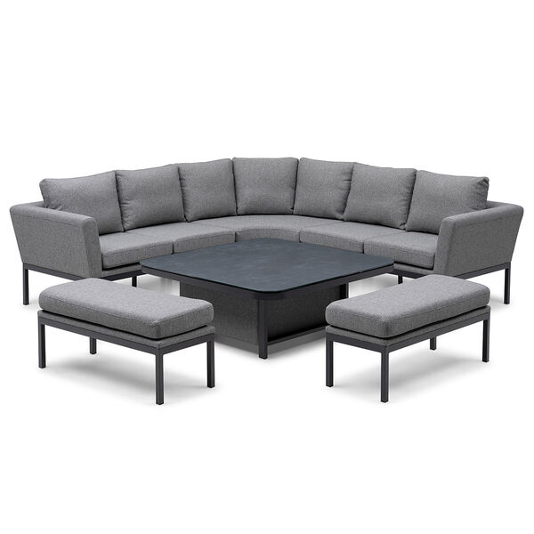 Maze - Outdoor Fabric Pulse Deluxe Square Corner Dining Set with Rising Table - Zinc Grey product image