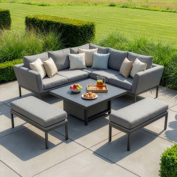 Pulse Square Corner Dining Set with Rising Table - Zinc Grey