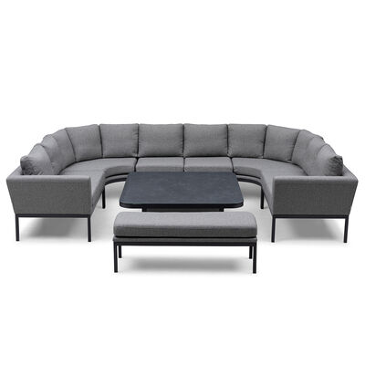 Maze - Outdoor Fabric Pulse U Shape Corner Dining Set with Rising Table - Zinc Grey product image