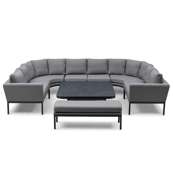 Maze - Outdoor Fabric Pulse U Shape Corner Dining Set with Rising Table - Zinc Grey product image