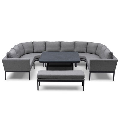 Maze - Outdoor Fabric Pulse U Shape Corner Dining Set with Rising Table - Zinc Grey product image