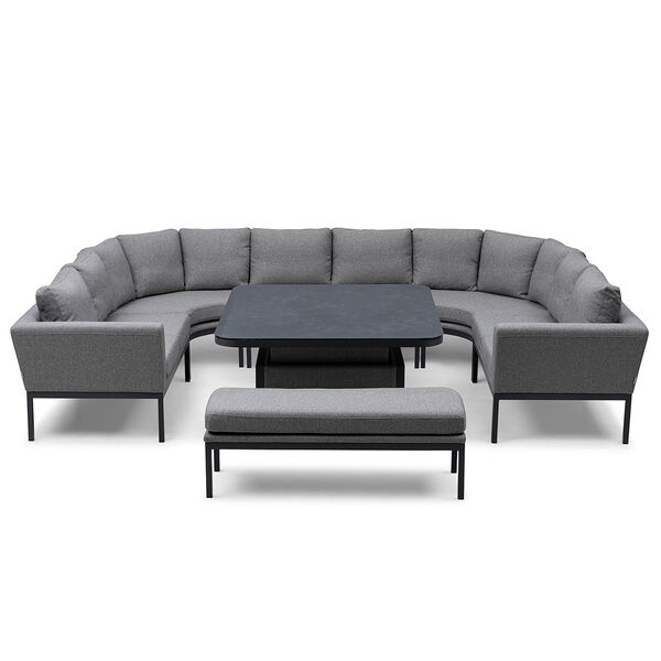Maze - Outdoor Fabric Pulse U Shape Corner Dining Set with Rising Table - Zinc Grey product image