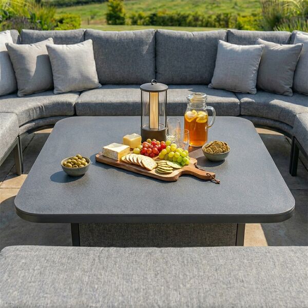 Pulse U Shape Corner Dining Set with Rising Table - Zinc Grey