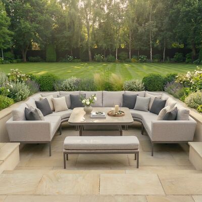 Pulse U Shape Corner Dining Set with Rising Table - Latte