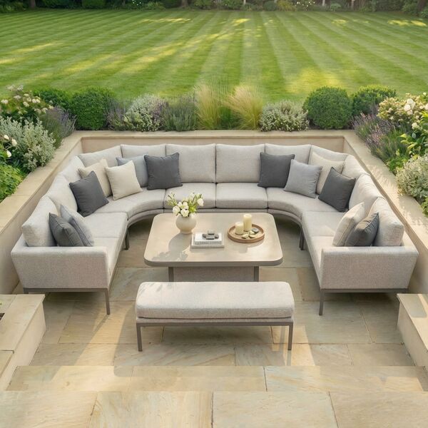 Pulse U Shape Corner Dining Set with Rising Table - Latte