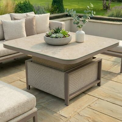 Pulse U Shape Corner Dining Set with Rising Table - Latte