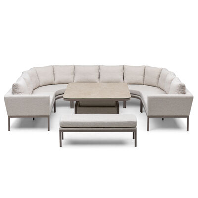 Pulse U Shape Corner Dining Set with Rising Table - Latte