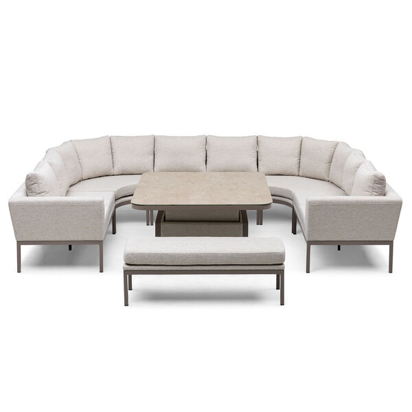 Pulse U Shape Corner Dining Set with Rising Table - Latte