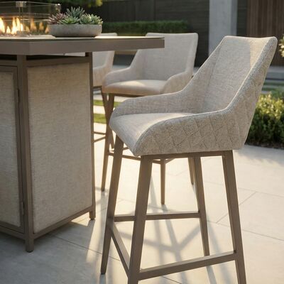 Regal 8 Seat Rectangular Fire Pit Bar Set - Latte
