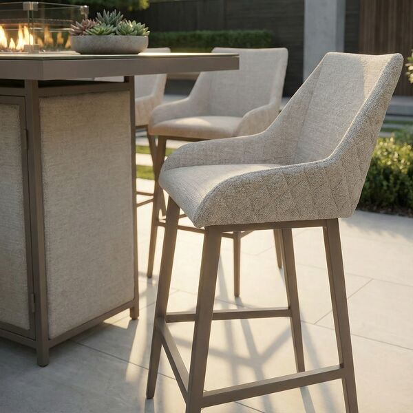 Regal 8 Seat Rectangular Fire Pit Bar Set - Latte