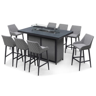 Maze - Outdoor Fabric Regal 8 Seat Rectangular Bar Set with Fire Pit Table - Zinc Grey product image