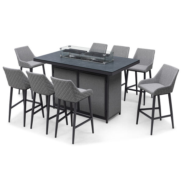 Maze - Outdoor Fabric Regal 8 Seat Rectangular Bar Set with Fire Pit Table - Zinc Grey product image