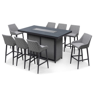 Maze - Outdoor Fabric Regal 8 Seat Rectangular Bar Set with Fire Pit Table - Zinc Grey product image