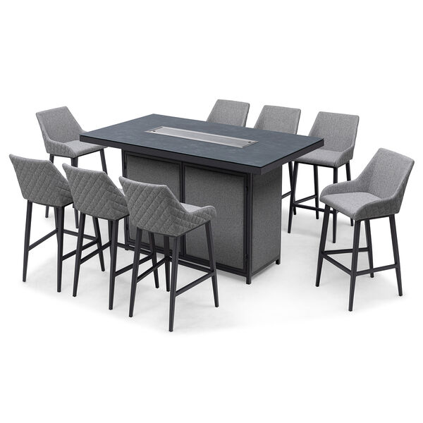 Maze - Outdoor Fabric Regal 8 Seat Rectangular Bar Set with Fire Pit Table - Zinc Grey product image