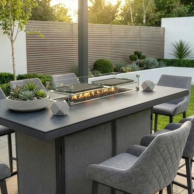 Regal 8 Seat Rectangular Fire Pit Bar Set - Zinc Grey