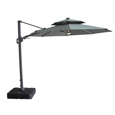 Maze - Apollo Solar LED 3m Round Rotating Cantilever Parasol with Base - Oil Green product image