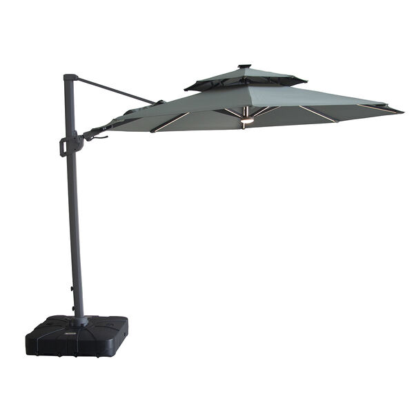 Maze - Apollo Solar LED 3m Round Rotating Cantilever Parasol with Base - Oil Green product image