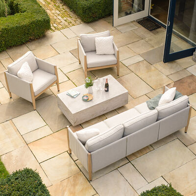 Maze - Burford 3 Seat Aluminium Sofa Set with Rectangular Marble Effect Coffee Table - Almond product image