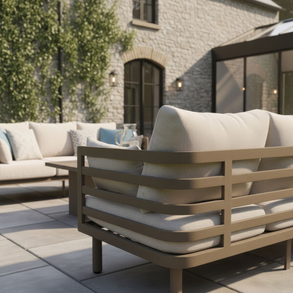 Maze - Metro Aluminium 3 Seat Garden Sofa Set with Rectangular Coffee Table - Café Almond product image